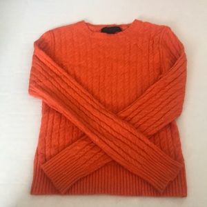 Orange cashmere blend cable knit sweater